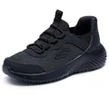 Skechers Bounder Brisk-Burst-Sneaker für Jungen, Schwarzes Synthetik-Textil, schwarzer Besatz, 10 UK Child
