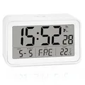 ADE Digitaler Funkwecker mit Licht | Wecker mit Temperaturanzeige und Kalender | kompakter Reisewecker | hübsches matt weißes Gehäuse | mit Batterie