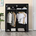 Kleiderschrank Stoffschrank Campingschrank Garderobe mit 2 Kleiderstang RYG02BK