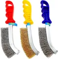 S&R Reinigungsbürsten-Set Handdrahtbürste-Set, Drahtbürste 125mm Bürste, Entgraten, Entrosten, (Set, 3-tlg., 3-teilig mit Edelstahlbürste, Messingbürste und Stahlbürste), Schweißnahtreinigung, Bearbeitung von Metallen, Holz