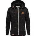 REPUBLIX Kapuzenpullover LOLA Damen Hoodie Sweatshirt Pullover Zipper Jacke schwarz XS