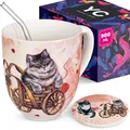 Katzentasse 900ml  Jumbotasse aus Knochen Porzellan  XXL Tasse Geschenkset mi...