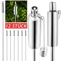Gardebruk Gartenfackeln für Draußen Öl 12er Set 330ml Edelstahl Metall Wetterfest 115cm Groß Outdoor Ölfackeln Docht Nachfüllbar Feuer Fackeln Boden