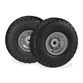 Relaxdays 4 x Sackkarrenrad, pannensichere Vollgummireifen, 4.1/3.5-4", 16 mm Achse, bis 150 kg, H x D: 26 x 8,5 cm, schwarz/grau
