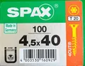 SPAX Universalschraube 4,5x40 mm 100 Stück Teilgewinde Senkkopf T STAR T20 WIROX