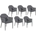 LC Garden »Bari« 6er Set Gartenstühle II Anthrazit Aluminium/Rope Armlehnstühle mit Sitz-und Rückenkissen