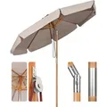 Sekey Sonnenschirm Holz Rund 300cm Knickbar Balkonschirm Gartenschirm Marktschirm Rostfrei Balkon Terasse Garten Sonnenschutz UPF50+
