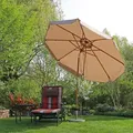 Sekey Sonnenschirm Holz Balkonschirm Rund Marktschirm Ø 300cm Knickbar Terrasse Gartenschirm, Taupe - Taupe