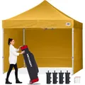 ABCCANOPY Pop-Up-Pavillon mit Seitenwänden und Türwand, kommerzielle Unterstände, bietet sofort Schatten und hält Regen ab, verbesserte Rolltasche, 4 Gewichtssäcke, Heringe und Seile als Bonus