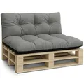 Amazinggirl Palettenkissen Outdoor Kissen Rückenkissen 120x40 cm - Auflagen für Paletten Europaletten Palettensofa und Palettenmöbel Palettenpolster Outdoorkissen Gartenkissen Grau