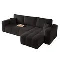GREKPOL Sofa mit Schlaffunktion 145x248 - Schwarz Ecksofa mit Schlaffunktion und Bettkasten - Sofa 3 Sitzer - Schlafsofa - Couch - Schlafsofa mit Bettkasten