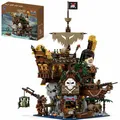 PANTASY Piratenbar Bauset für Erwachsene, 2858 Teile Piratenschiff Modell mit Minifiguren, Vintage Bausteine für Sammler & Deko, Kreatives Geschenk für Männer, Fans & Erwachsene Bausteinliebhaber