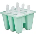 Relaxdays Eisformen Silikon, 6 Eis am Stiel Formen, je 80 ml, DIY, Wassereisformen für Kinder & Erwachsene, türkis/weiß