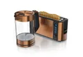 Arendo Frühstücks-Set (2-tlg), Wasserkocher 1,7l & 2-Scheiben Langschlitz Toaster, Edelstahl, Kupfer