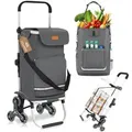 Sekey 3-in-1 Faltbarer Einkaufstrolley Treppensteiger mit Kühlfach und Spanngurt Grau