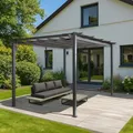 Aluminium Pergola HWC-N93, Gartenpavillon Pavillon Garten, stabiles 8cm-Gestell Schiebedach UV50+ 3x4m - anthrazit
