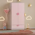 Kinderkleiderschrank 'Sandnes' mit Schublade 123 x 60 x 40 cm Rosa - Rosa