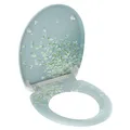 SCHÜTTE WC-Sitz WIND FLOWER mit Absenkautomatik und Schnellverschluss aus Duroplast, Toilettendeckel mit 175kg Belastbarkeit, Toilettensitz mit Brille, Klodeckel für WC, Klobrille mit Motiv