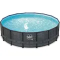 PolyGroup Elite Frame Pool rund - Rattan dunkel grau 427 x 107 cm Solo