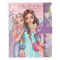 Depesche 13584 TOPModel - Malbuch mit 33 vorgedruckten Seiten zum Gestalten von Outfits, Set inkl. Papier, Schablone, Sticker uvm, weiß