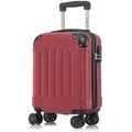 Koffer Trolley Reisekoffer Suitcase, Rollkoffer Handgepäck ,mit 4 Rollen360°, Hartschalenreisekoffer, Zahlenschloss, Weicher Gummigriff(L , Rot) - Rot