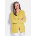 GOLDNER Strickjacke Langarm Feinstrick-Cardigan Damen Strickjacke aus reinem Kaschmir ohne Verschluss gelb 46