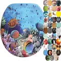 Sanilo WC Sitz mit Absenkautomatik & Schnellverschluss, Toilettendeckel per Knopfdruck abnehmbar, einfache Montage von oben (Ocean)