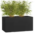 Pflanzwerk® Pflanzkübel TUB Premium Fiberglas Blumenkübel Frostbeständig mit Lotus-Effekt, Fiberglas - Handgefertigt - Rechteckig - Frostbeständig schwarz 100 cm x 45 cm x 45 cm