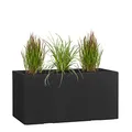 Pflanzwerk® Pflanzkübel TUB Anthrazit 45x100x45cm XXL – Rechteckig – Großer Fiberglas Blumenkübel für außen und innen - Frostbeständig - UV-Schutz – Markenqualität