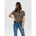 ONLY Kurzarmshirt ONLMOSTER – Shirt mit Animal-Print und lockerem Schnitt animal-print, modisch, loose fit, Viskosemischung, Rundhals schwarz M (38)