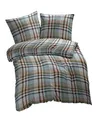 ETÉREA Flanell Bettwäsche 200x220cm + 2X 80x80-100% Baumwolle - Bettbezug Urban Flausch Kariert - Bettwäsche Set mit Kissen 200x220 Bettbezug + 2X 80x80 Kissenbezug 3teilig - Made in Green - Orange