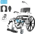 VEVOR Duschrollstuhl, 17,5 Zoll breiter Badezimmerrollstuhl aus Aluminiumlegierung für die Innendusche, verstellbarer Duschrollstuhl mit Bremse für behinderte Erwachsene, 300 lbs Tragkraft, Dusch-/Toiletten-/Transportstuhl