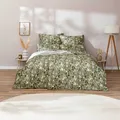 Estella Mako-Satin Bettwäsche 155x220 Ivy khaki Efeu Blätter grün 7606-16