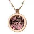 Morella Damen Halskette Gold 70 cm Edelstahl und Anhänger mit Edelstein Rhodonit Coin 33 mm Chakren Scheibe in Schmuckbeutel