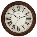 Holzwerk BEDBURG Natur Vintage Retro Holz Quarz Wanduhr Holz-Uhr mit Römischen Ziffern Wand-Uhr nahezu lautloses Uhrwerk leise Tickgeräusche Massivholz Natur 14 Zoll 35cm Braun (HWN.Braun..)