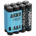 ABSINA Akku AAA für Telefon 800 mAh - 8x NiMH Telefonakkus Akkus Batterien