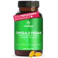 Vitabay Omega 3 Vegan 60 Kapseln mit 1100mg reinem Algenöl mit Vitamin E – hochdosiert - DHA 600mg & 300mg EPA - Laborgeprüft in Deutschland & ohne Zusatzstoffe - Qualität aus der Natur
