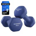 SONGMICS Hanteln, 2 Stück, 2 x 4 kg, sechseckige Hanteln mit Vinyloberfläche, für Fitness, Training, Fitnessstudio, Zuhause, Blau, Port SYL908Q01