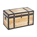 Truhe Holztruhe Schatztruhe Sitztruhe FLORENCE Vintage Metall - Lederschließen