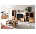 Lomadox Wohnwand GIUSTINO-06, (6-St., Sideboard Vitrine Wandboard Lowboard Highboard Couchtisch), Eiche teilmassiv geölt, Massivholzfronten