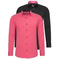 Rusty Neal Langarmhemd im Slim-Fit geschnitten rosa|schwarz M