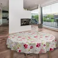laro Rund 140 cm Wachstuchtischdecke Tischdecke Abwaschbar PVC Blume Rot Rund 140cm, Muster:Blume Rot, Größe: Rund 140cm