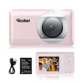 Rollei Compactline Pocket Digitalkamera Rosa, 50MP 2,7K Fotokamera mit 16X Digitalem Zoom Autofokus Tragbare Fotoapparat mit 2.4" Display Leichte Kompaktkamera für Kinder Teenager Student Anfänger