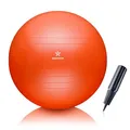 BODYMATE Gymnastikball Sitzball Trainingsball mit GRATIS E-Book inkl. Luft-Pumpe, Ball für Fitness, Yoga, Gymnastik, Core Training, für starken Rücken als Büro-Stuhl ORANGE 65cm