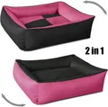 BedDog 2in1 Hundebett,(L) ca. 80x65x18cm,CANDY (pink/schwarz)