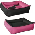 BedDog Tierbett Hundebett MAX QUATTRO mit Rand, Bezug abnehmbar rosa|schwarz 65 cm x 80 cm
