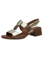 Tamaris Comfort Damen Sandalen mit Absatz aus Leder mit verstellbarem Riemen, Mehrfarbig (Metallic Comb), 37 EU
