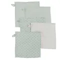 roba Organic 5er Set Waschlappen 'Lil Planet' frosty green, Musselin
