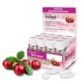 miradent Xylitol Zahnpflegekaugummi Cranberry Display 12 St. | fruchtiger Geschmack | zuckerfrei | vegan | kariespräventiv | für unterwegs