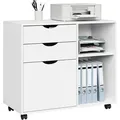 Woltu Rollcontainer, Weiß, Holzwerkstoff, 1 Fächer, 3 Schubladen, Rechteckig, 80x69.5x39.5 cm, Arbeitszimmer, Container